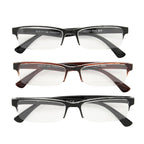 Foster Grant Men's Pete Rectangular Reading Glasses, Black and Brown, 3 Pack, 2x