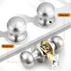 Probrico Interior Door Knobs for Hallway, Flat Ball Closet Door Knob Brushed Nickel Finish, 10Pack Passage Door Knobs Brushed Nickel Door Knob
