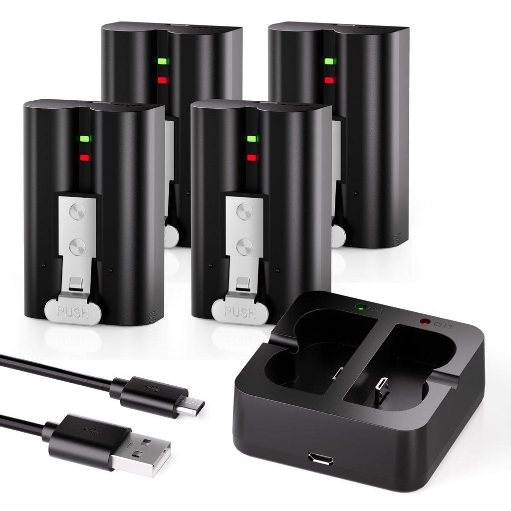 4-Pack Replacement Battery for Ring Doorbell - 6040mAh Rechargeable Camera Batteries with Charger Station for Ring Video Doorbell 2/3/3 Plus/4, Spotlight Cam, Stick Up Cam and Peephole Cam Indoor