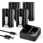 4-Pack Replacement Battery for Ring Doorbell - 6040mAh Rechargeable Camera Batteries with Charger Station for Ring Video Doorbell 2/3/3 Plus/4, Spotlight Cam, Stick Up Cam and Peephole Cam Indoor