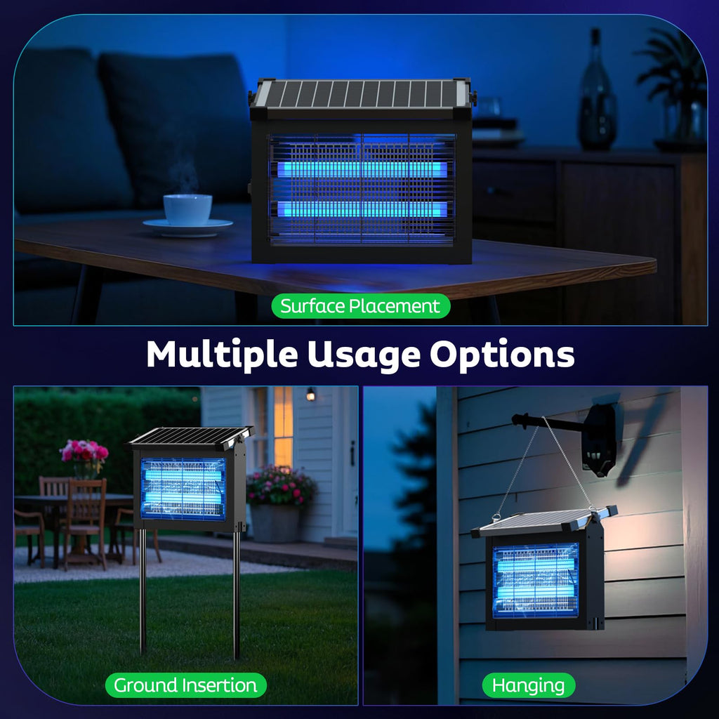OnBeam Solar Bug Zapper Outdoor, 4500V Mosquito Zapper Fly Trap for Patio