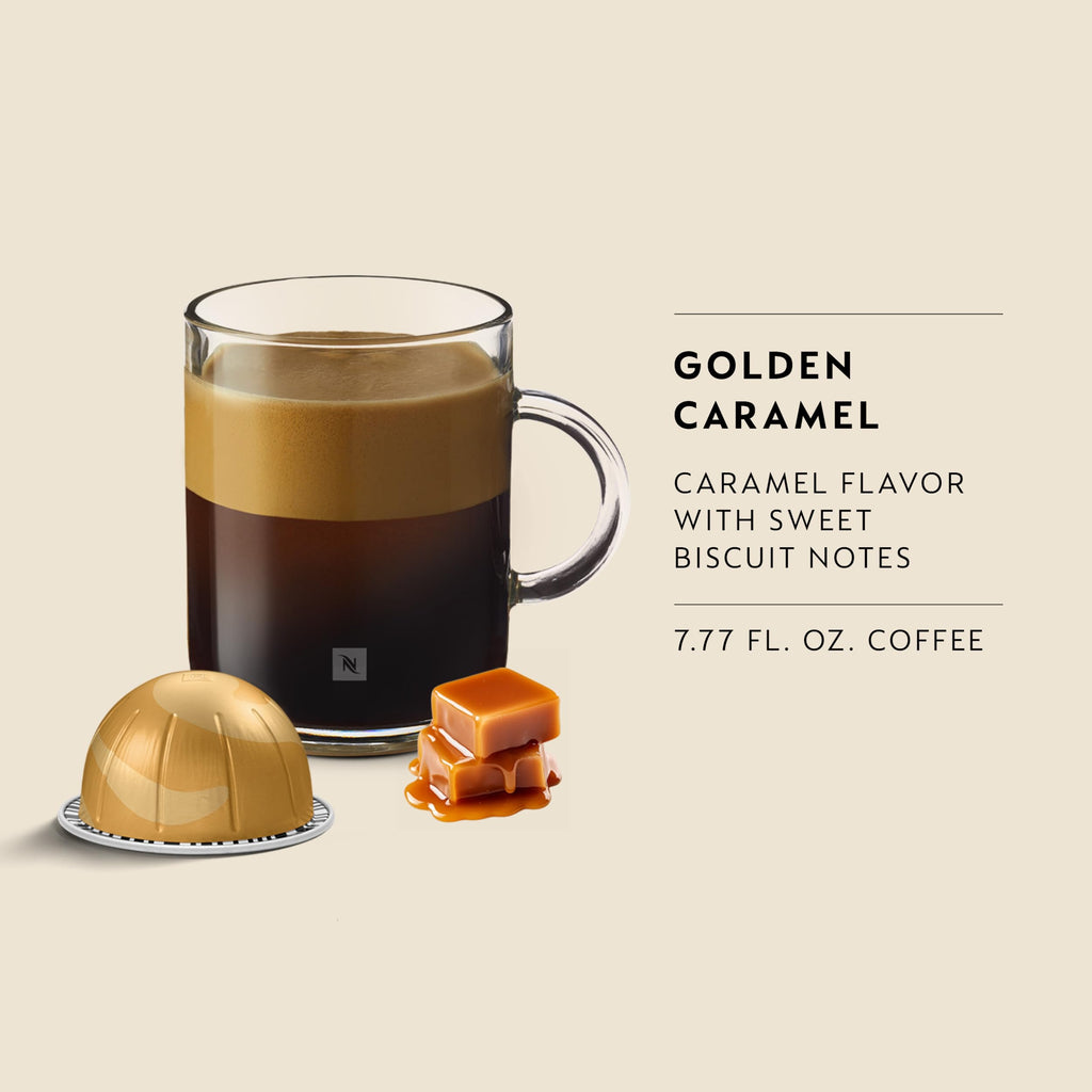 Nespresso Vertuo, Golden Caramel, Medium Roast, 30-Count Coffee Pods