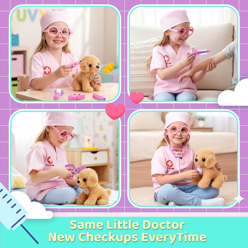 Meland Doctor Kit with Puppy for Girls, Pretend Play Toy Gift for Ages 3–6