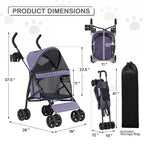 MoNiBloom 4 Wheels Pet Stroller, Easy-Fold Umbrella Shaped Dog Cat Jogger Stroller w/Storage Bag & Visible Mesh for Small/Medium Dogs Cats Plaid