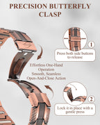 MagnetNova Ultra Strength Magnetic Bracelets for Men, 99.99% Pure Copper Bracelet with 5000 Gauss Magnets, Adjustable Size with Sizing Tool & Gift Box (Copper-21mm)