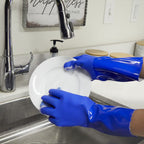 Juvale Rubber Dishwashing Gloves - Heavy Duty Rubber Gloves for Cleaning - Waterproof Kitchen Protection for Women - Cotton-Lined Grip Design - Large, Pack of 2, Blue