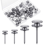 Ferraycle 40 Piece Double Headed Picture Hangers Nails 4 Size Thumb Tacks for Wall Hanging Renter Friendly Decor Heavy Duty Push Pins Wall Nails for Drywall Frame Art, 10/20/ 30/ 50lb(Silver)
