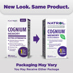 Natrol Cognium Memory Extra Strength, Brain Health Supplements for Adults, Brain Memory Supplements, Enhances Mental Agility in Healthy Adults, 60 Tablets, Up to a 30 Day Supply