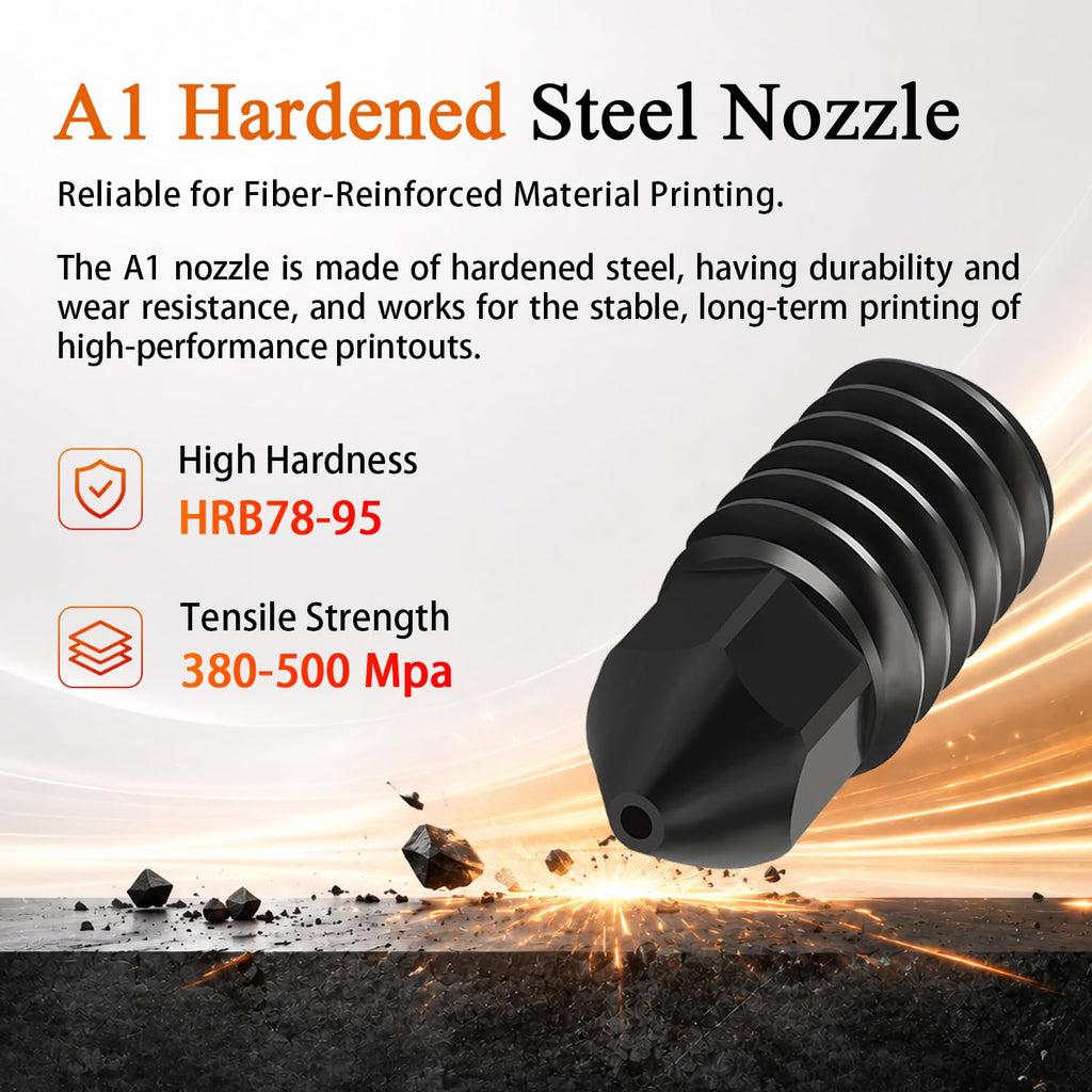 2 Pack 0.4mm A1 Mini/A1/A2L Hotend Kit Hardened Steel Nozzle for Bambu Lab