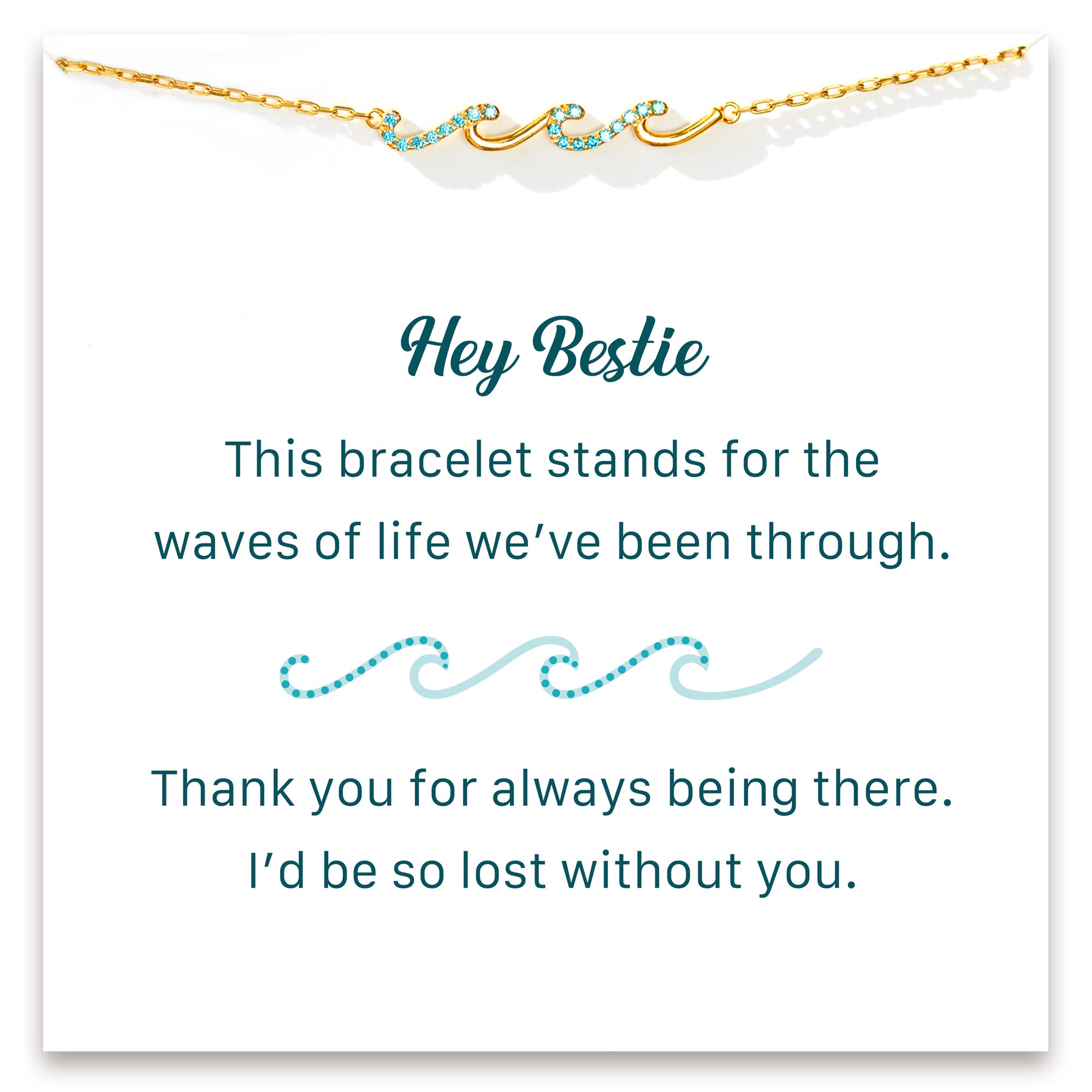 STORYJEWELLERY Friend Bracelet, Friendship Gifts for Women, Friend Birthday Gifts for Women, Friendship Bracelets, BFF Gift, Sterling Silver Wave Bracelet