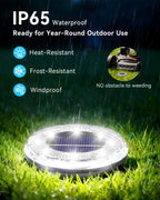 Krinzitt 12 Pack Mini Solar Powered Ground Lights, Bright LED Solar Lights Outdoor Waterproof for Landscape Decoration, Pathway Lighting for Garden Walkway Driveway（Cool White）