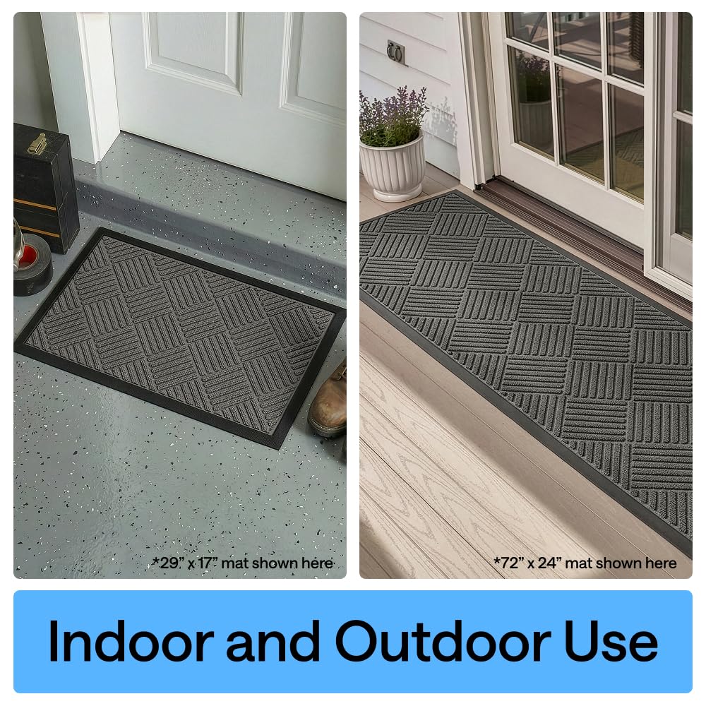 GORILLA GRIP WeatherMAX Door Mat, Indoor and Outdoor Use, Gray Diamond