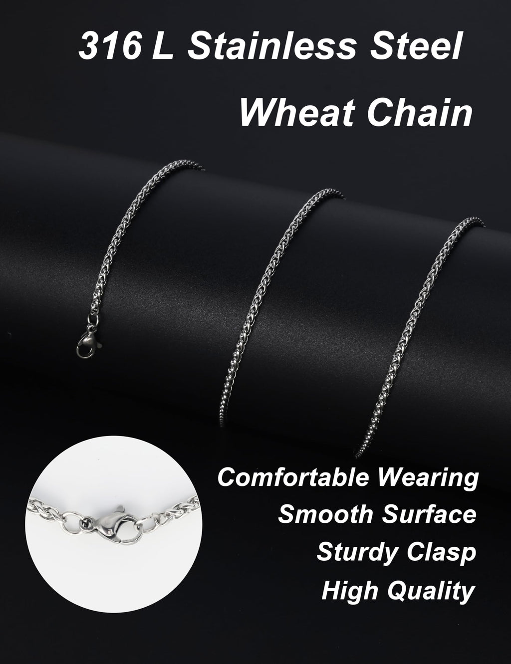 925 Sterling Silver Rope Chain 2.5mm Silver Chain Necklace for Men Women24