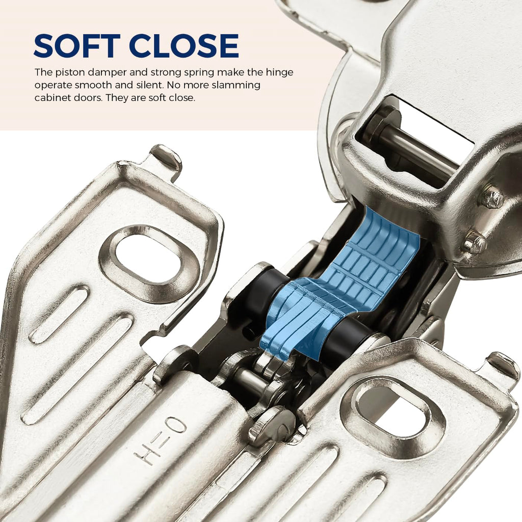 Ravinte 5 Pairs 10 Packs Full Overlay Cabinet Door Hinges,105 Degree Adjustable Concealed Kitchen Cabinet Hinges Soft Close for Face Frame Cabinet
