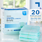 McKesson Ultra Plus Stretch Briefs, [80 Count], XXL/3XL, 58-77 in. Incontinence Adult Diapers, Heavy Absorbency, Unisex, Disposable, Elastic Leg Gathers and Contoured Fit for Men and Women