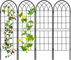 LZRS 71 x 80in Rustic Iron Arch Decoration Garden Trellis with Black Metal Coating – Perfect for Supporting Climbing Plants Outdoor, Roses, Vines, Flowers, and Vegetables.