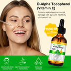 2 Pack Vitamin E Oil, 75,000 IU Organic Pure Vitamin E Oil for Tightening Plump Skin, Reduce Fine Lines & Scars, Moisturizing Skin, Face & Full Body