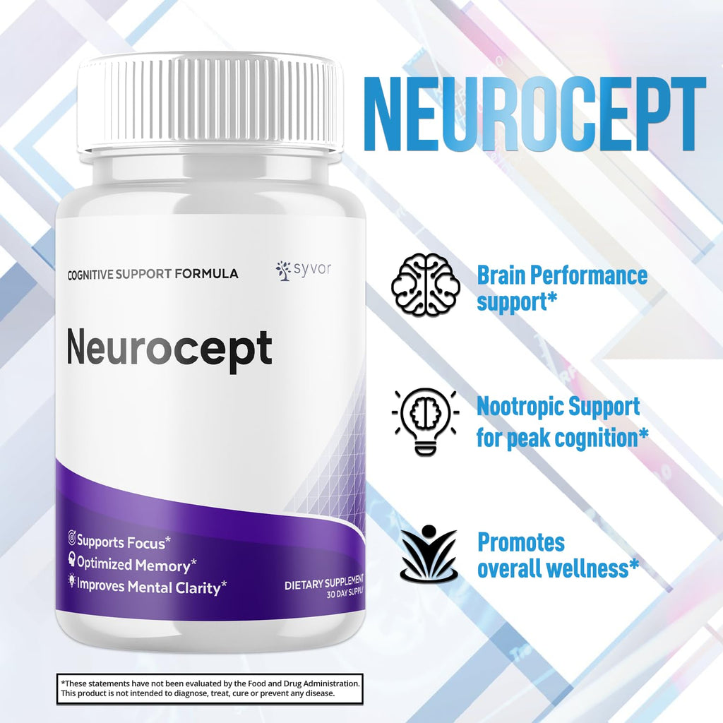 (3 Pack) Neurocept Capsules, Official Neurocept Brain Supplement Pills with All Natural Ingredients, Advanced Formula Support Pills with Max Strength Premium Vitamins for Women & Men (180 Capsules)
