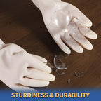 BOOMJOY Nitrile Cleaning Gloves, Long Cuff Dishwashing Gloves Heavy Duty, Reusable Medium Gloves for Kitchen, Bathroom, Gardening, Working, Pet Care - White, 3 Pairs, Size M
