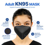 AccuMed BNX KN95 Face Mask Made in USA, KN95 Mask Disposable Particulate Protective Mask, GB2626-2019, Protection Against Dust, Pollen and Haze (20 pcs) (Earloop) (Model: E95M) Black