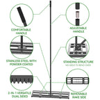 Housolution 32"x10" Lawn Leveling Rake with Serrated Edge & Smooth Plate