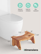 HOLANA Foldable Toilet Stool for Bathroom Adults - 7.2" Acacia Wood Poop Stool for Kids - Pooping Stool Squat with Anti Slip Layer - Bathroom Stools for Sitting/Travel (Acacia Wood 7.2" Height)