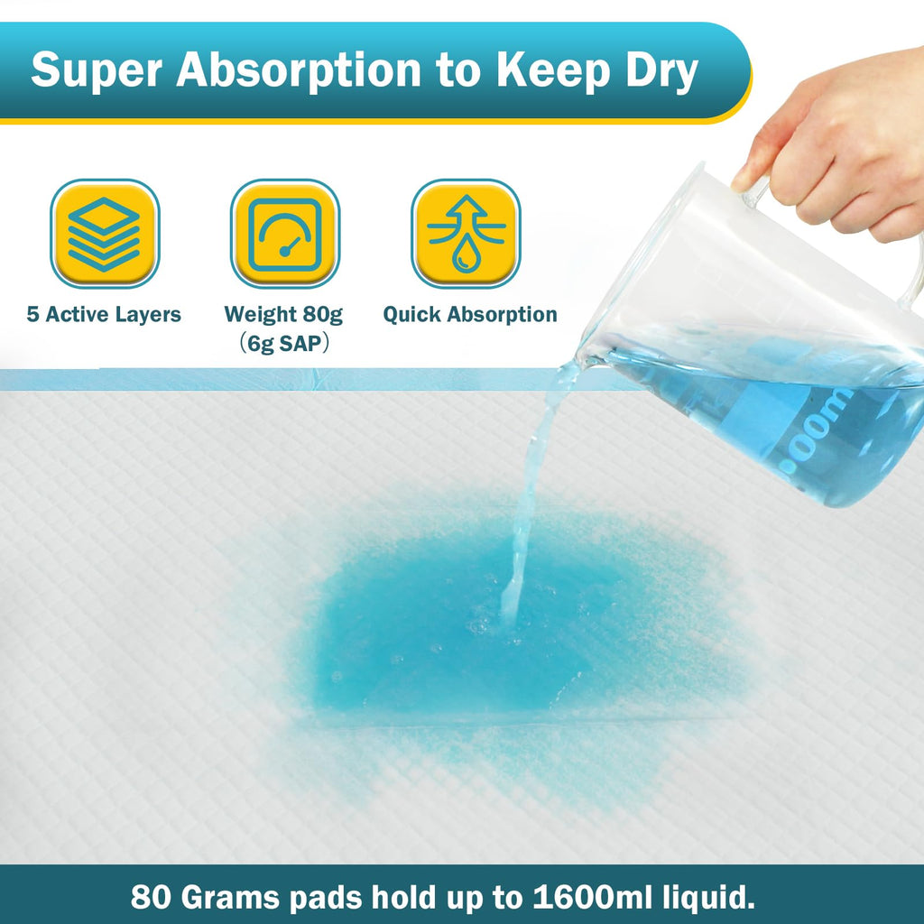 SOFYFINE Bed Pads with Adhesive Strip 30"x36" Thicken Elderly Adults Incontinence Underpads Disposable,Heavy Duty Absorbent Chucks Waterproof,XL Extra Large Puppy Pee Training Pad[10 Pads]