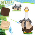 JcHrmers Fishing Porch Goose Outfits Fisherman Lawn Goose Clothes Fit 23" High Cement or Plastic Goose Statue for Outdoor Garden Yard Patio Decor
