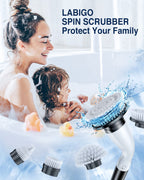 Electric Spin Scrubber, Cordless Cleaning Brush Scrubber with 7 Replaceable Brush Heads and Adjustable Extension Handle, IPX7 Waterproof Power Cleaning Brush for Bathroom Tub Floor Tile Shower