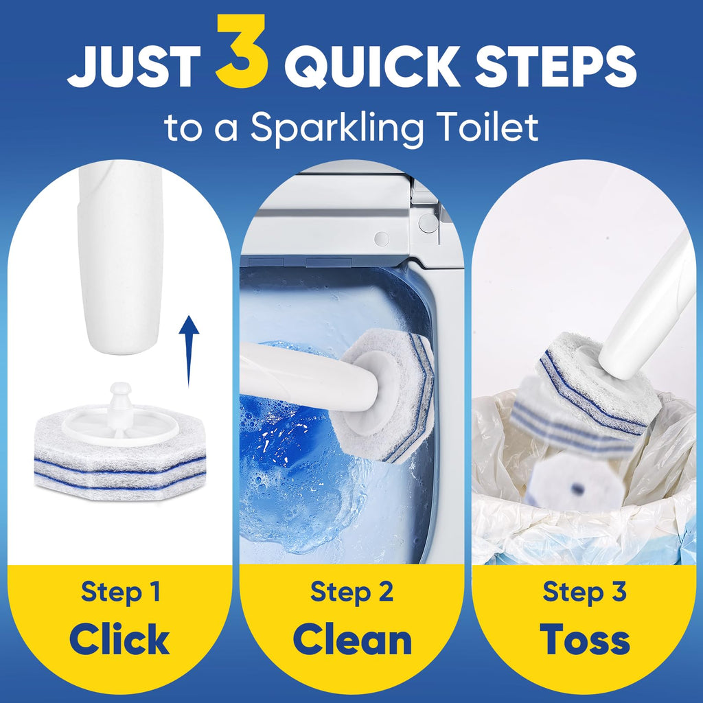 HHXI 60Ct Aromative Toilet Brush Refills, Toilet Bowl Cleaner Refills, Double-Layer Cleaning Pads Added, Disposable Refill Heads for Toilet Bowl Cleaner Wands, Bulk （Patented）