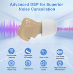 Hearing Aids for Seniors, Invisible Hearing Amplifiers with Noise Cancelling, Rechargeable Hearing Aids for Severe Hearing Loss Adults, Comfort In-ear Hearing Devices(Black&Skin)