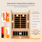 DYNAMIC SAUNAS Andora 2-Person Low EMF FAR Infrared Sauna with Red Light Therapy - Personal Indoor Dry Heat Wooden Sauna with Bluetooth Speakers for Home & Gym - Made from Canadian Hemlock Wood