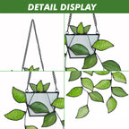 Rswardeleco Stained Glass Window Hanging, Green Leaf Plant Suncatcher Decor