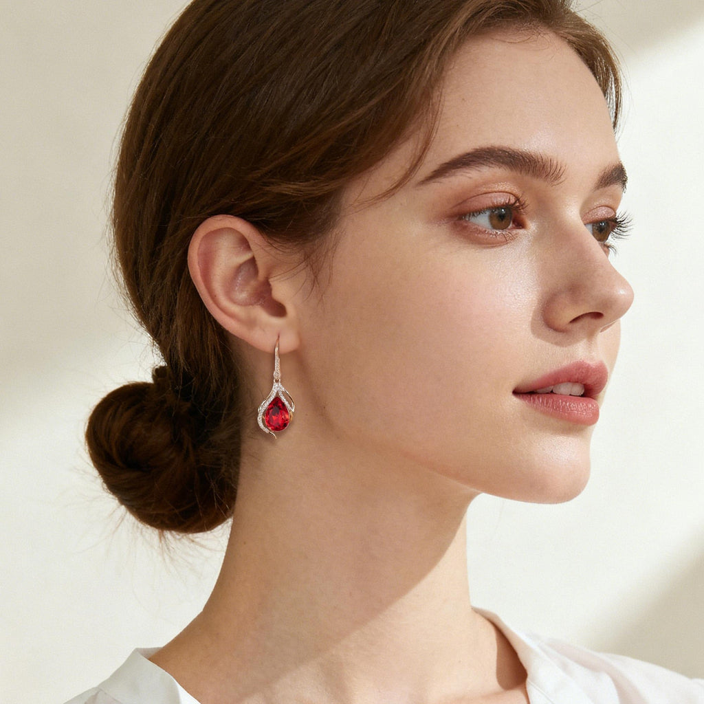 EVEVIC Austrian Crystal Teardrop Dangle Earrings for Women, French Hook