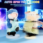 Simgoing 2 Pcs Mini Electric Doll Scooter Vehicles Toy Funny Doll Accessory with Music & Lights Could Rotate 360° Cute Plastic Scooter Toy Ornaments Battery Not Included (Blue & Green)