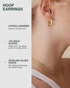 PAVOI Chunky Thick Small Hoop Earring Set, 925 Silver, Two Tone Gold