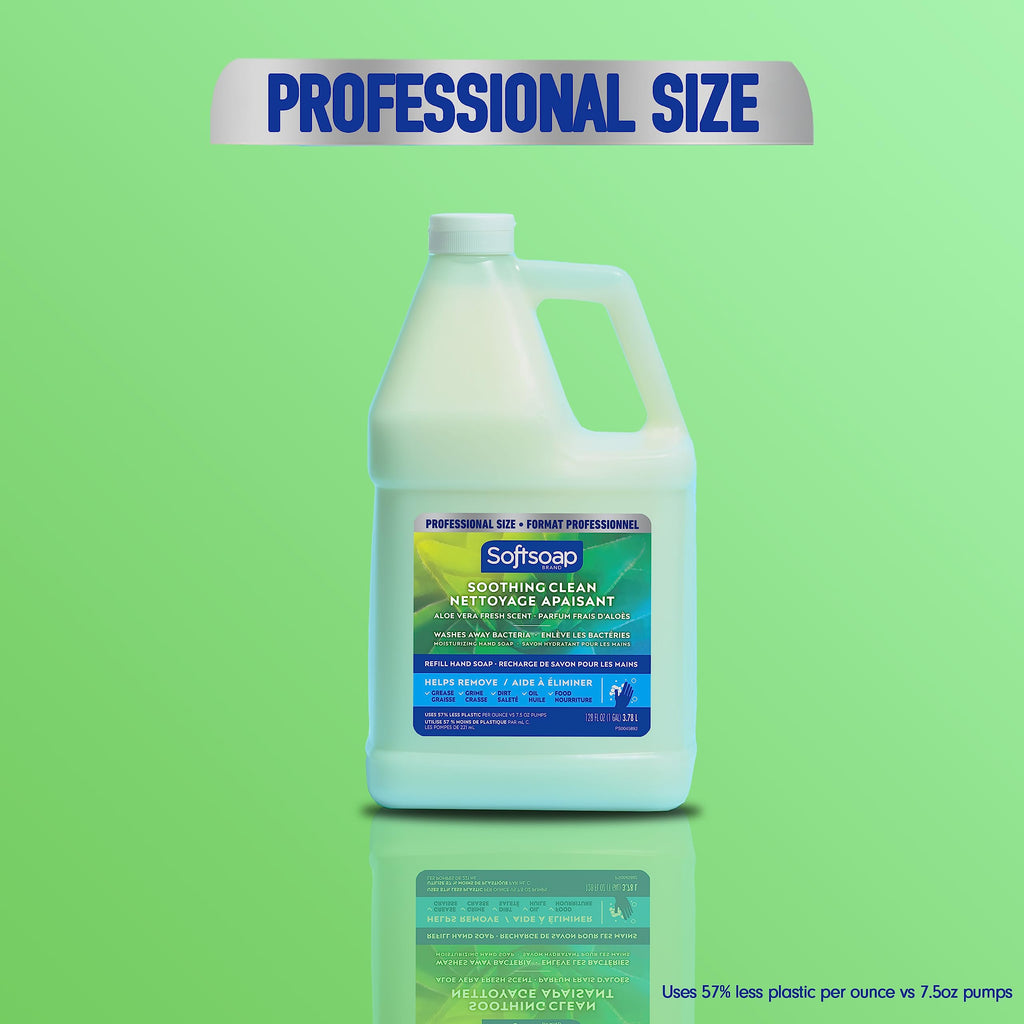 Softsoap Liquid Hand Soap Refill, Soothing Clean, Aloe Vera Fresh Scent - 1 gallon, Pack of 4