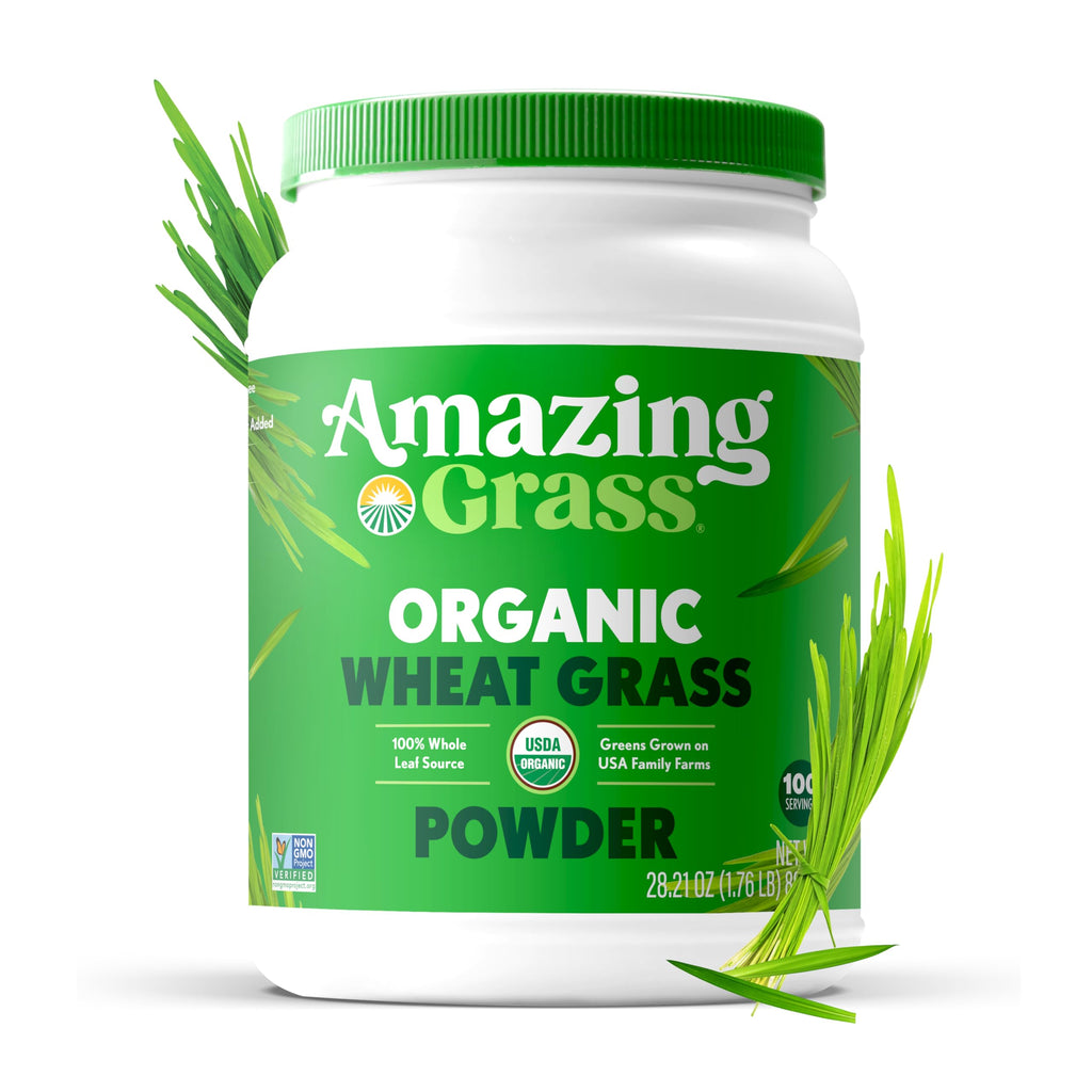 Amazing Grass Wheat Grass Powder: 100% Whole-Leaf Wheat Grass Powder for Energy, Detox & Immunity Support, Chlorophyll Providing Greens, 100 Servings