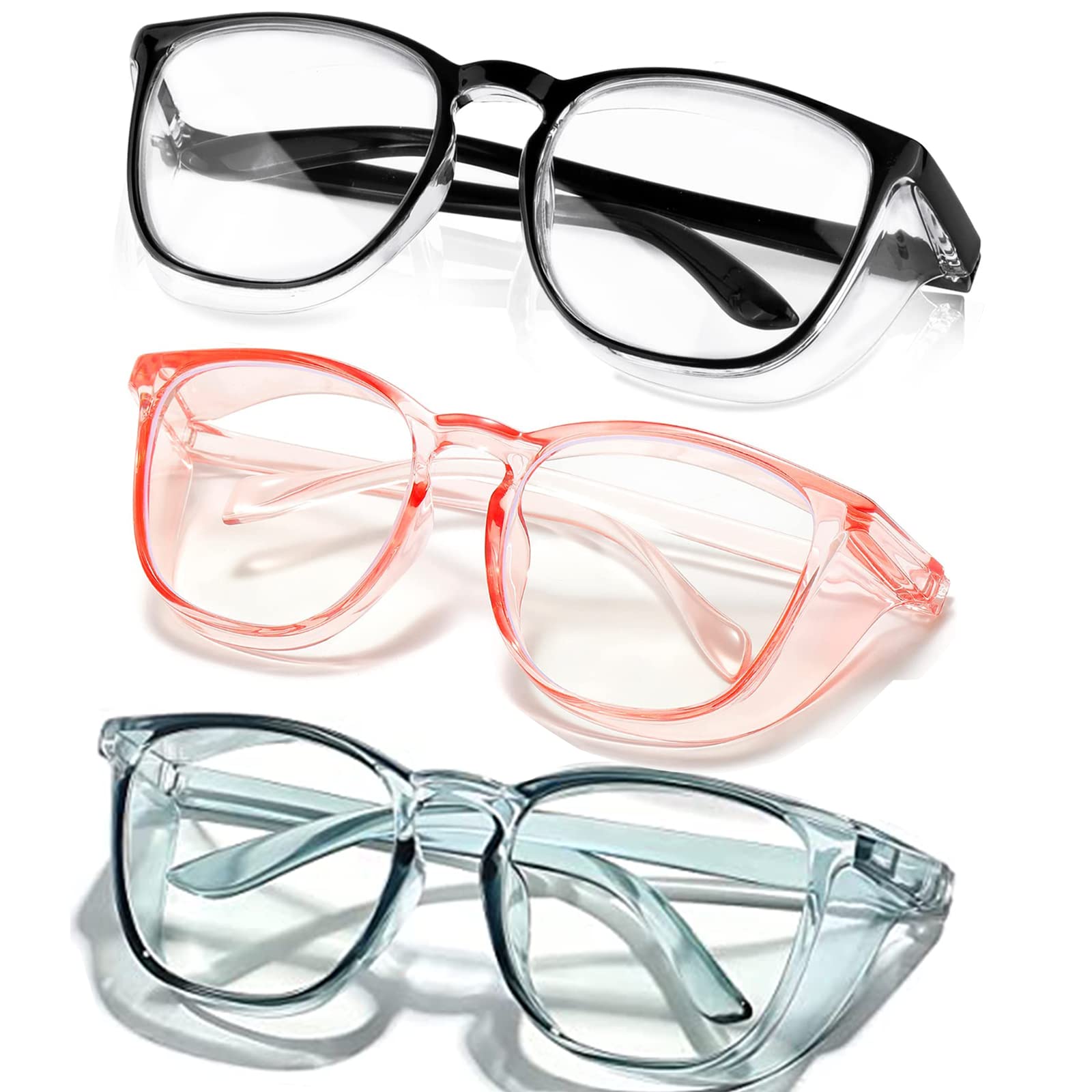 SQIMZAR 3 PCS Safety Glasses Goggles For Women Nurses Protective Eyewear,Anti Fog Safety Goggles