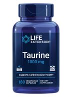 Life Extension Taurine, Pure Taurine Amino Acid Supplement, Heart, Liver and Brain Health, Longevity, Muscle and Exercise, 1000 mg, Non-GMO, Gluten-Free, Vegetarian, 180 Vegetarian Capsules