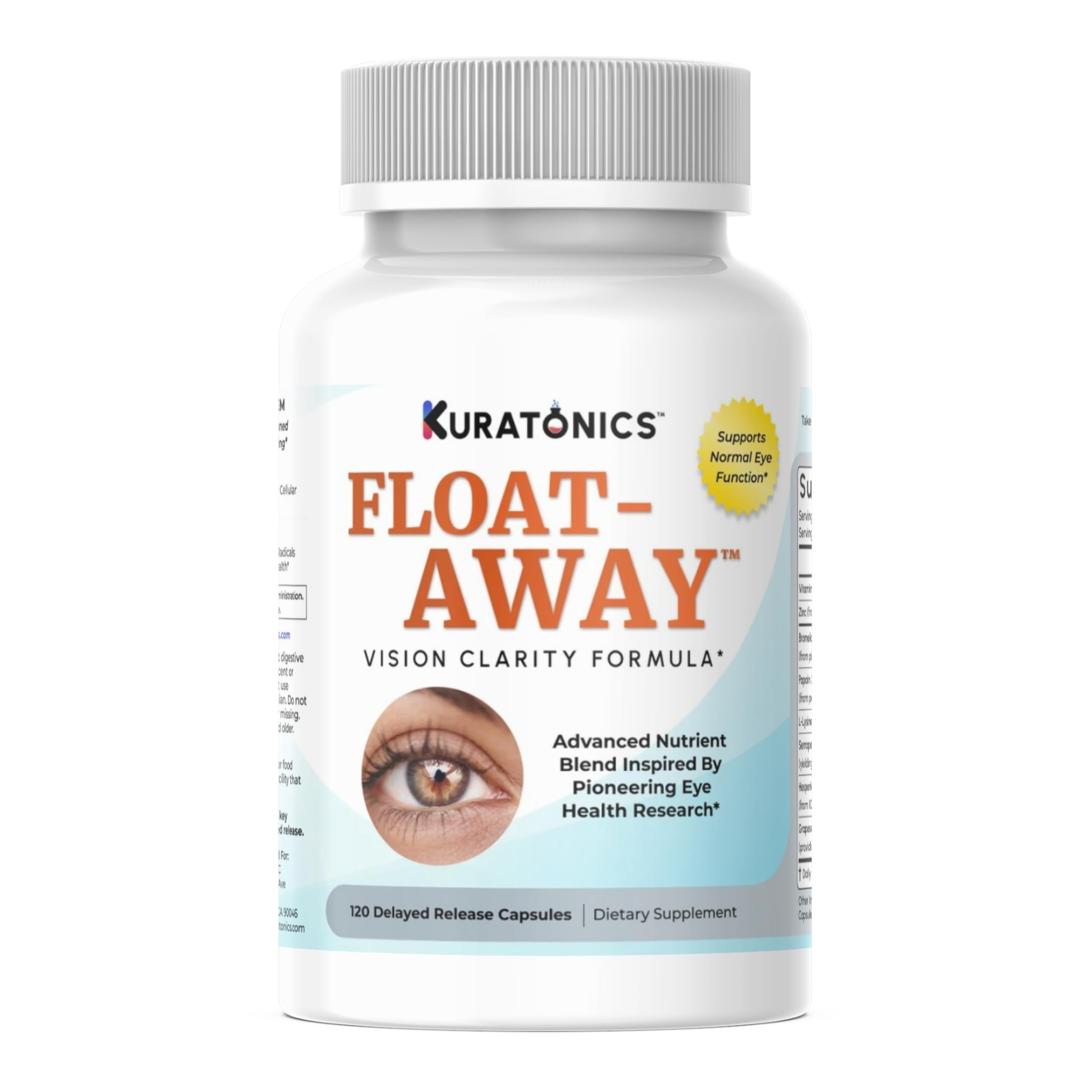 Kuratonics Float-Away: 2 Clinically Tested Eye Clarity Formulas in 1 (120 Count, 1 Pack)