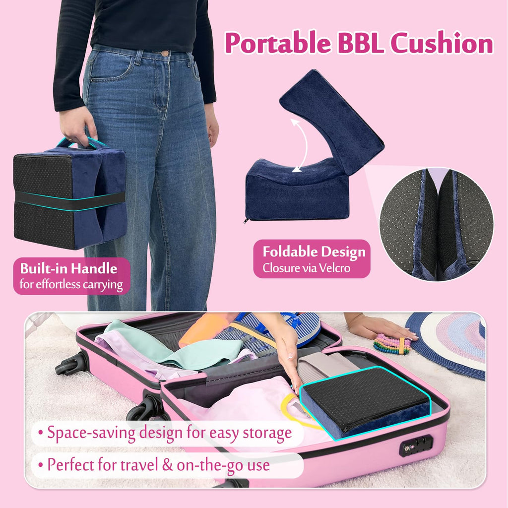 AOSSA BBL Pillow Brazilian Butt Lift Pillow After Surgery Seat Cushion Butt Pillow for Sitting Driving Post Recovery Booty Pillows Chair Butt Lift Buttocks Foam Cushion (Blue)