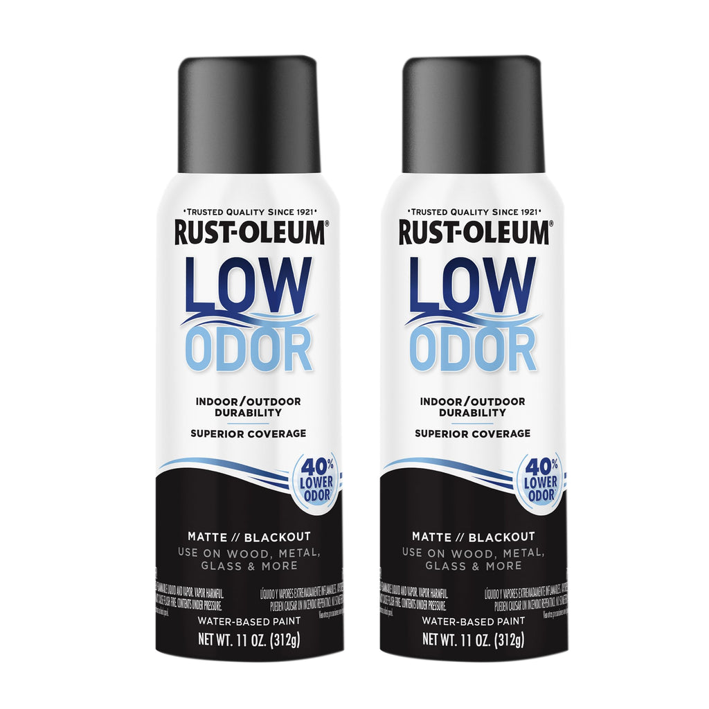 Rust-Oleum Low Odor Premium Spray Paint, 11 oz, Matte Blackout, 2 Pack