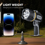 MOONASION Rechargeable Spotlight 2000000 Lumen, Super Bright 9 LED Spotlight Flashlight with COB Light & Foldable Stand, Long Lasting Large Handheld Spot Light for Boating Camping Boat Marine