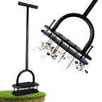 Aerator Lawn Tool, 16 Iron Spikes Manual Lawn Aerators with 3-Layer Anti-Loose Cover & Spring Auto Soil Clean, Yard Grass Aerator for Healthier Lawn, Garden Tool, Pre-Assembled Base for Easy Setup