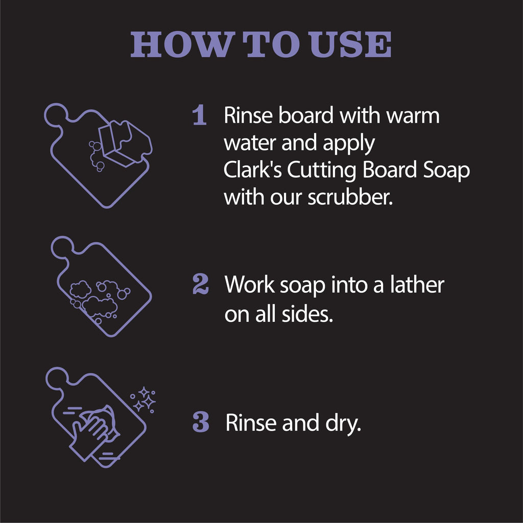 CLARK'S Cutting Board Organic Soap - Enriched with Lavender & Rosemary Oils - Cleaner for Butcher Block, Countertop and Utensils - Cleans and Restores Wood - Use Before Food Grade Mineral Oil