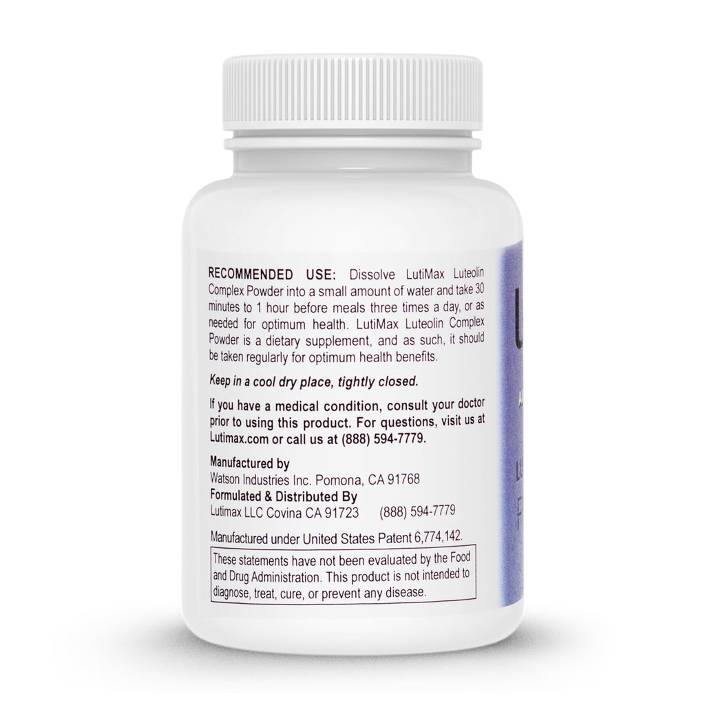 Lutimax Luteolin Complex Powder Brain Supplement with Rutin - Nootropic Brain Supplements for Memory and Focus to Improve Brain Health - Antioxidant Supplement for Immune Support, 100 Servings 2 Pack