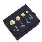 14k Gold Round Rough Textured Cookie Nugget Stud Earrings For Men/Women Unisex (XXXL(18mm))