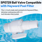 Pool Shut Off Valve Replacement Compatible with Hayward SP0729 Econoline 2-Way Ball Valve, 1.5" MIP x 1.5” - 1.25”, Above Ground Pool Filter Accessories