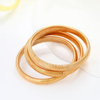 BONJOULRY 14K Gold Stretch Omega Snake Chain Bangle Bracelets Set of 3, 10MM Chunky Wide Flexible Wristband, Waterproof Non Tarnish Stackable Cuff Bracelets for Women